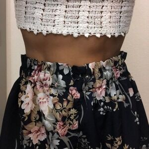 Shein Two Piece Set Floral & Crotchet Top | Size Small